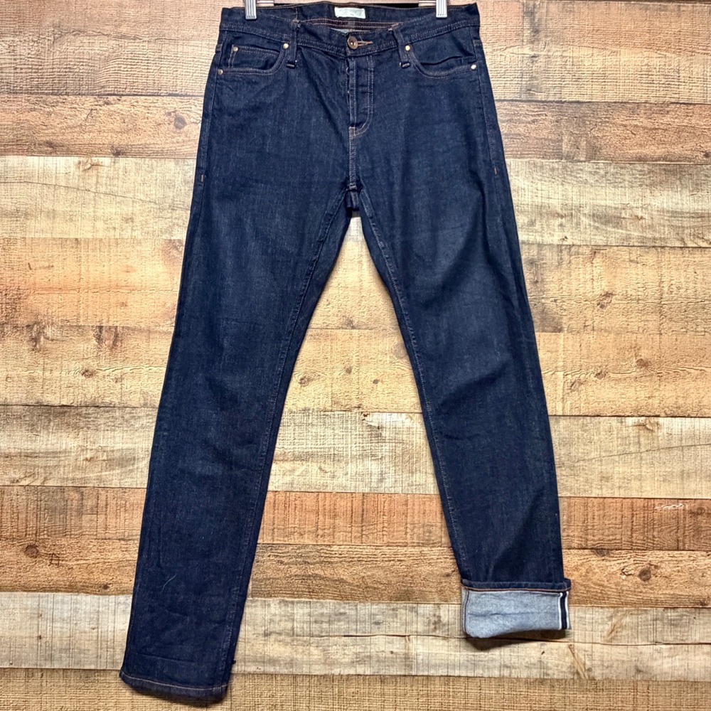 Unbranded Brand UB122 Dark Indigo Stretch Selvedge Jeans Mens 33x32